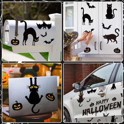 JarThenaAMCS 30 Pcs Halloween Garage Magnets Decoration Black Cat Bat Pumpkin Spider Web Garage Door Decals Magnetic Refrigerator Stickers for Halloween Party Home Car