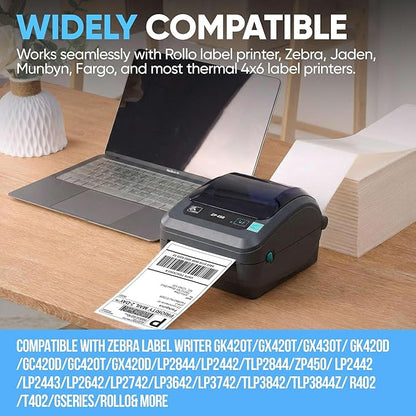 PackGurus 4"x6" Fanfold Direct Thermal Labels Commercial Grade with Perforated line for Thermal Printers, Compatible with Zebra & Rollo Printer (2 Stacks - 4000 Labels)