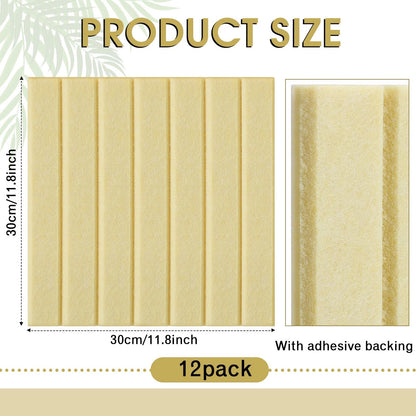 Honoson 12 Pack 48"x 36" Large Cork Board Alternative Felt Bulletin Board Wall Tiles with Safe Square Adhesive Roll Cork Tiles for Walls Home Office Classroom Back to School Pin Panels(Light Yellow)