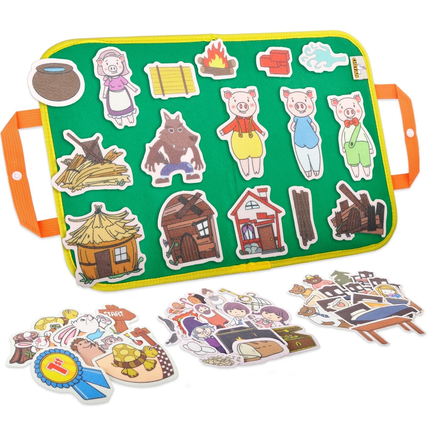 CHEFAN Felt Board Story Set, Flannel Board Stories for Toddlers Preschool, Three Little Pigs, Goldilocks and Three Bears, Hansel and Gretel, The Hare and Tortoise