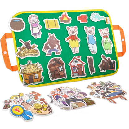CHEFAN Felt Board Story Set, Flannel Board Stories for Toddlers Preschool, Three Little Pigs, Goldilocks and Three Bears, Hansel and Gretel, The Hare and Tortoise