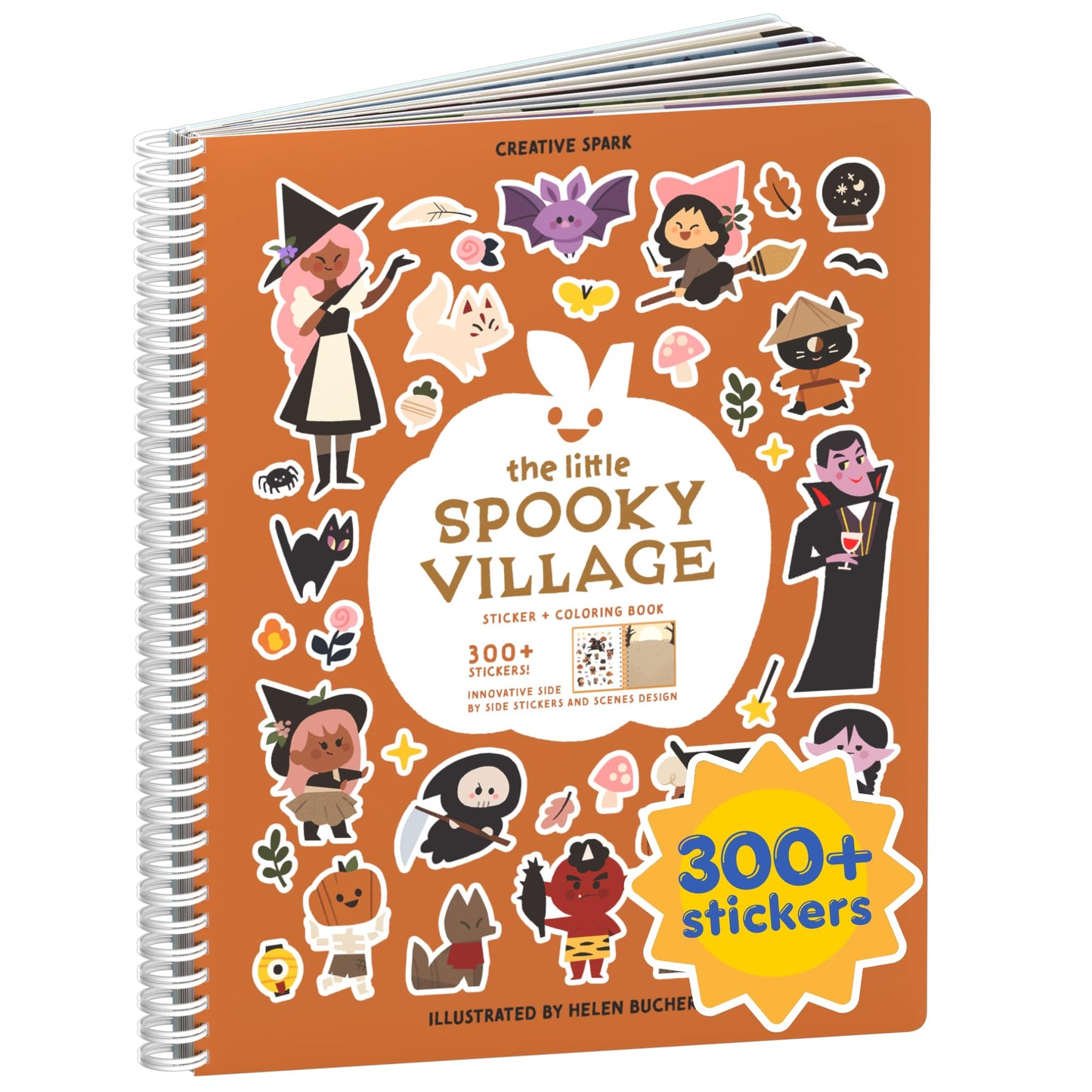 Spooky Village Halloween 300+ Sticker Book by Cupkin Toddler Travel Activity Coloring + Sticker Book, Road Trip Essentials, 8 Coloring Pages + Side by Side Scenes for Ages 2–8 Years