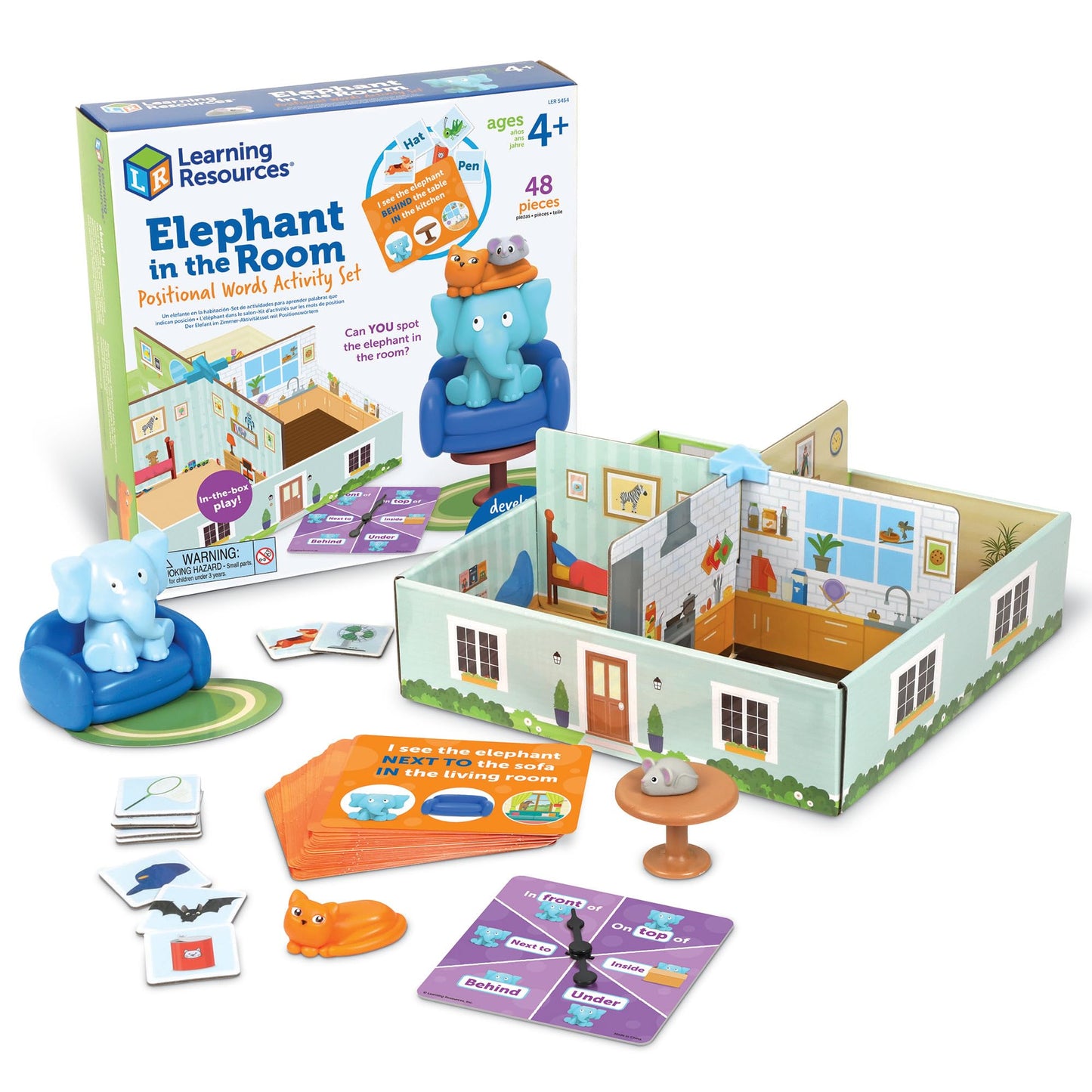 Learning Resources Elephant in the Room Positional Word Activity Set - Toddler Board Games, Language and Critical Thinking Skills, Sentence Building, Language Development, Gifts for Boys and Girls