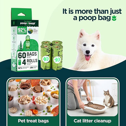 The Original Poop Bags® 92% Plant-Based Dog Waste Bags, Unscented, Leakproof & Extra-Thick, 360 Bags (24 Leash Rolls)