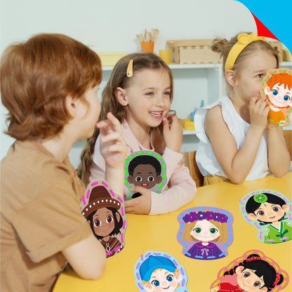 SpriteGru 9 Pieces Happy Face Lacing Cards, 9 Double Sided Color Sewing Cards with 9 Colorful Laces, Educational & Learning Activity Games, Imagination Development Lacing Toys for Preschoolers, Kids