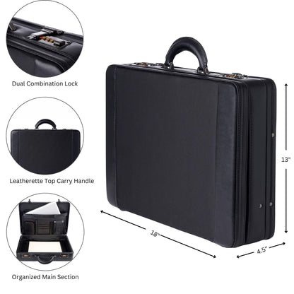 Alpine Swiss Mens Briefcase | Hard Side Business Case | Expandable Attache Case For Men | Dual Combination Locks | Padded Interior | Multi Organizer Pockets | Manufacturer’s Warranty
