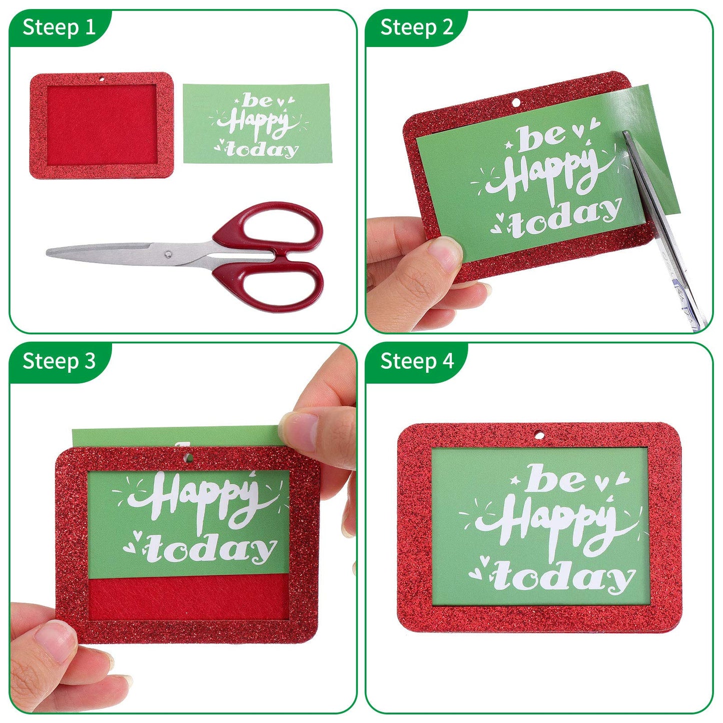Jetec 36 Pieces Christmas Photo Ornament Frames Mini Felt Glitter Hanging Photo Frame Small Holiday Frames Christmas Tree Decoration for Present Christmas Tree Picture Frames (Red, Green)