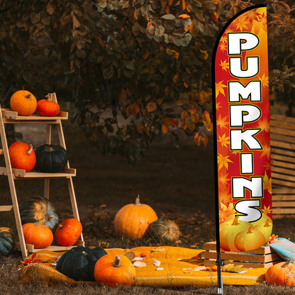 Remagr Thanksgiving Pumpkins Feather Flag Only 2.5ft x 12ft Outdoor Fall Garden Flag for Fall Pumpkins Theme Parties, Halloween Decorations, Festivals, Farms, Events