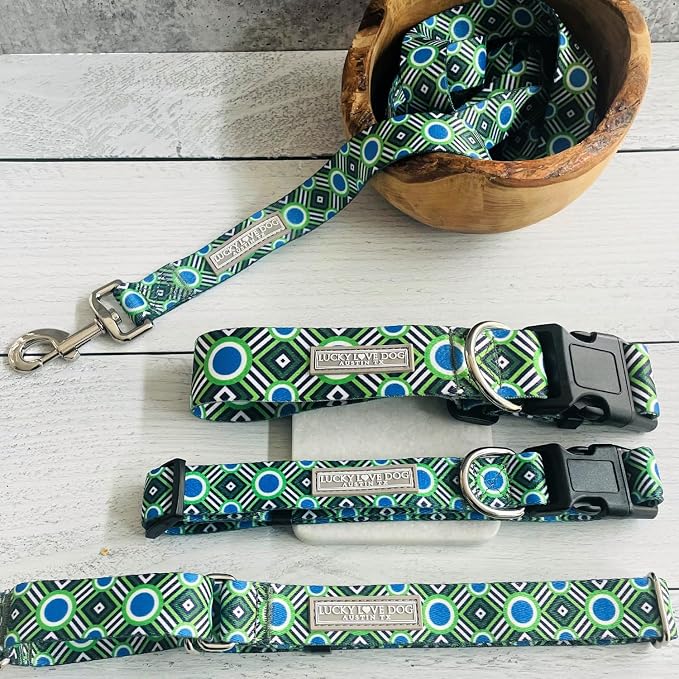 Lucky Love Dog - Easy Click Buckle Dog Collar with Leash Set Combo, Durable & Comfortable for Male & Female Dogs, Pet Collar for Medium Dogs, Secure Fit - Leo Combo, Medium