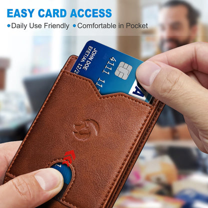 Housmai Mens Wallet: 2 ID Windows & 13 Card Slots Slim Leather Bifold, RFID Blocking Front Pocket Wallet for Men, Gift Box