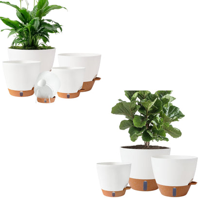 Fielda Self Watering Pots for Inoor Ourdoor Plants 8/7/6.5/6/5 Inch and 8/10/12 Inch Plant Pots for Indoor/Outdoor Plants, Plastic Planters Modern Flower Pots