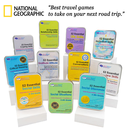 Mind Brain Emotion 52 Essential Coping Skills for Kids: Mindfulness CBT Cards for Stress, Anxiety, Anger, Executive Functioning, Coping Strategies for Anxious Generation, Family, School Therapy Game