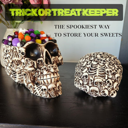 Gothic Skull Storage Box - Decorative Ossuary Design with Hidden Compartment, Hand-Painted Polyresin Skeleton Head Container for Jewelry, Keys & Small Items, Macabre Home Decor Conversation Piece