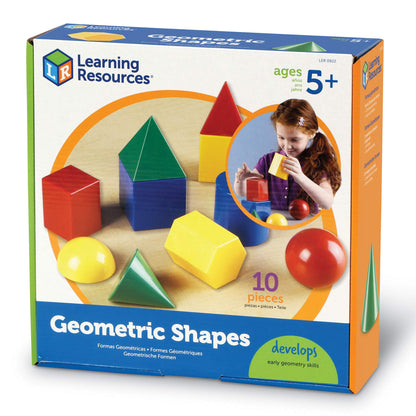 Learning Resources Large Geometric Shapes - 10 Pieces, Ages 5+ Learning Shapes, Geometric Solids, Kids Math Toys, Geometry for Kids