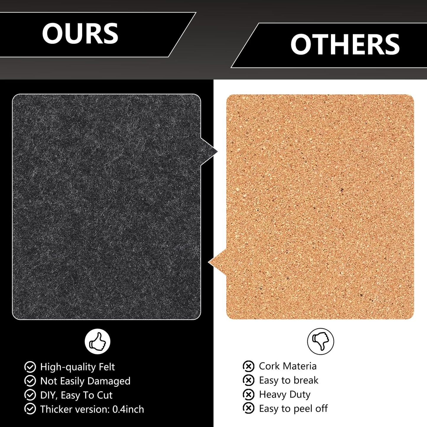 8 Packs Hexagon Felt Pin Board, 12" Bulletin Board with 30 Push Pins, Felt Board for Home Kitchen Office Decor, Self-Adhesive Corkboard Tiles for Walls School Message Photos Memos-Black