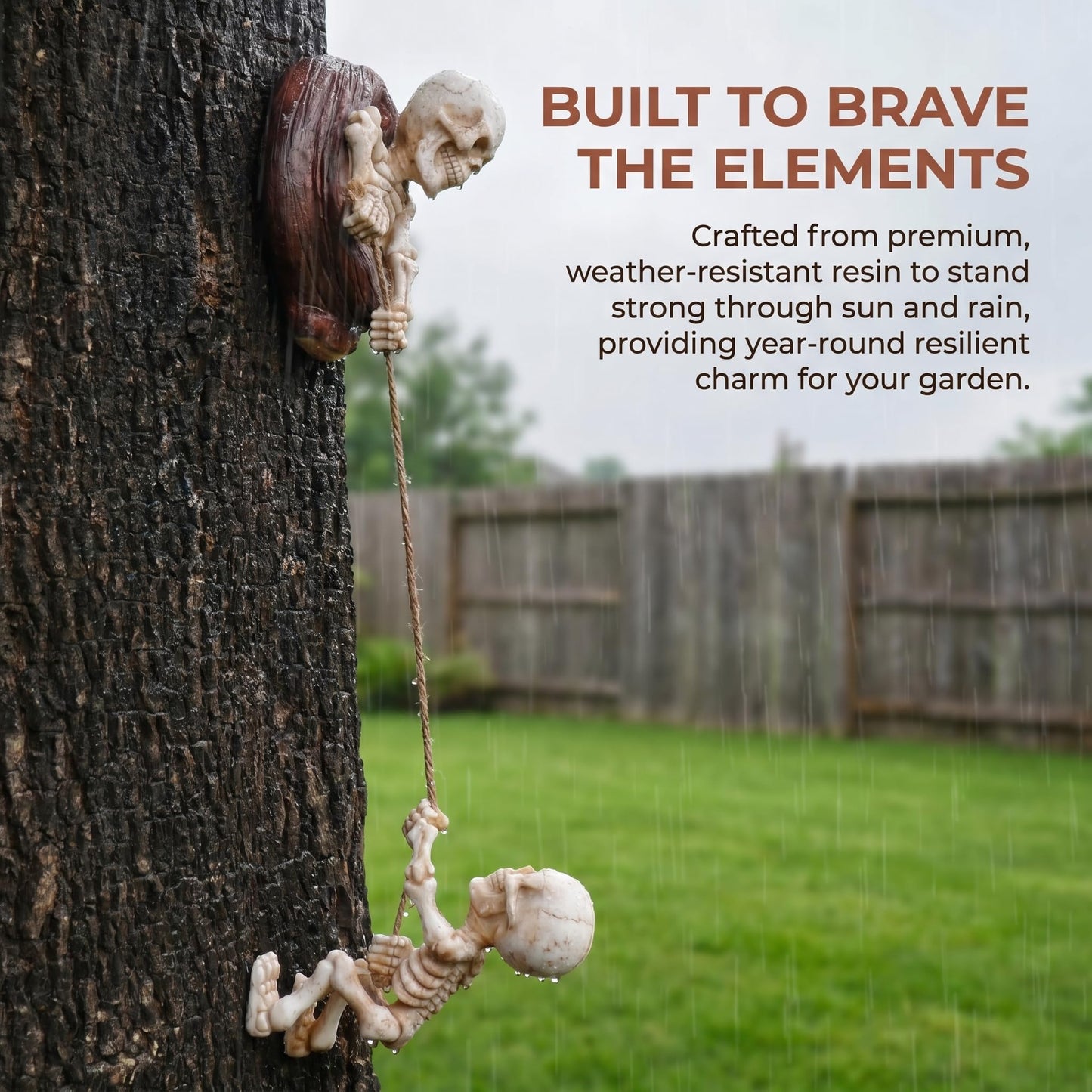 TB TIBAG Skeletons Climbing Tree Sculptures Gothic Garden Decors - Mini Skeletons Tree Huggers Outdoor Halloween Decorations Yard Art Garden Statues