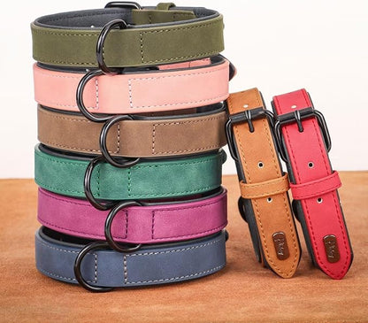 Didog Soft Padded PU Leather Dog Collar, Breathable and Adjustable Dog Collar for Large Dogs, Comfortable for Daily Walk, Dark Green, XL Fit Neck 18-22"(45-71 lbs)