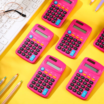 Copkim 24 Pack Student Mini Calculator for Classroom, 8-Digit Display Dual Powered Handheld Math Tools for Teachers, School Supplies and Classroom Rewards, Compact Design(Rose Red)
