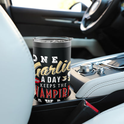 A Garlic And A Vampire Halloween Design For Spice Lover Stainless Steel Insulated Tumbler