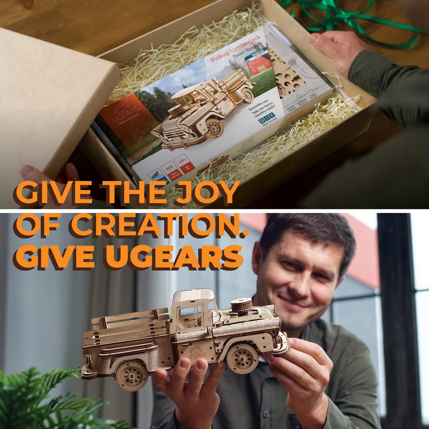 UGEARS Wooden 3D Puzzles for Adults - Pickup Lumberjack Model Car Kits 3D Puzzle Adult Crafts - Mechanical Wooden Model Kits for Adults Retro Chevrolet 3100 Inspired