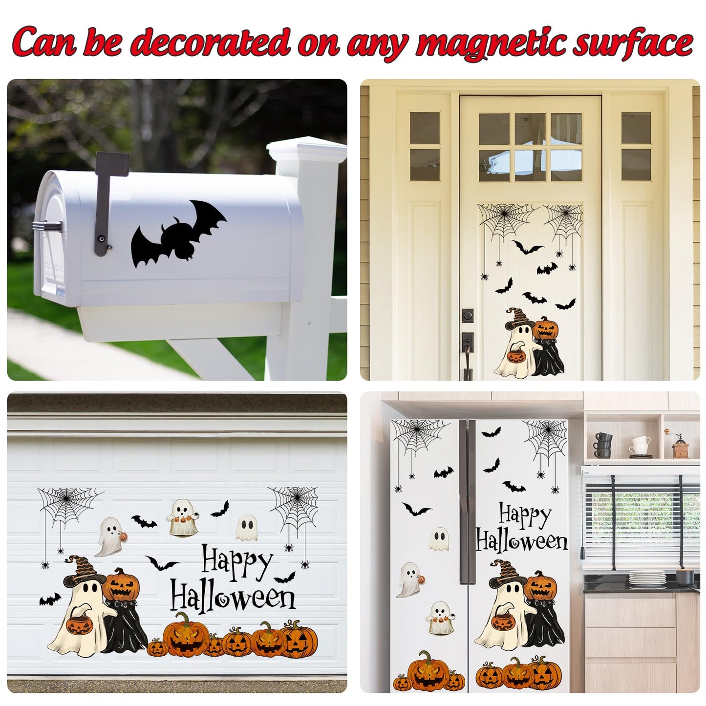 JarThenaAMCS 23Pcs Halloween Garage Decoration Magnet Stickers Ghost Pumpkin Bat Refrigerator Decals for Home Party Garage Door Car