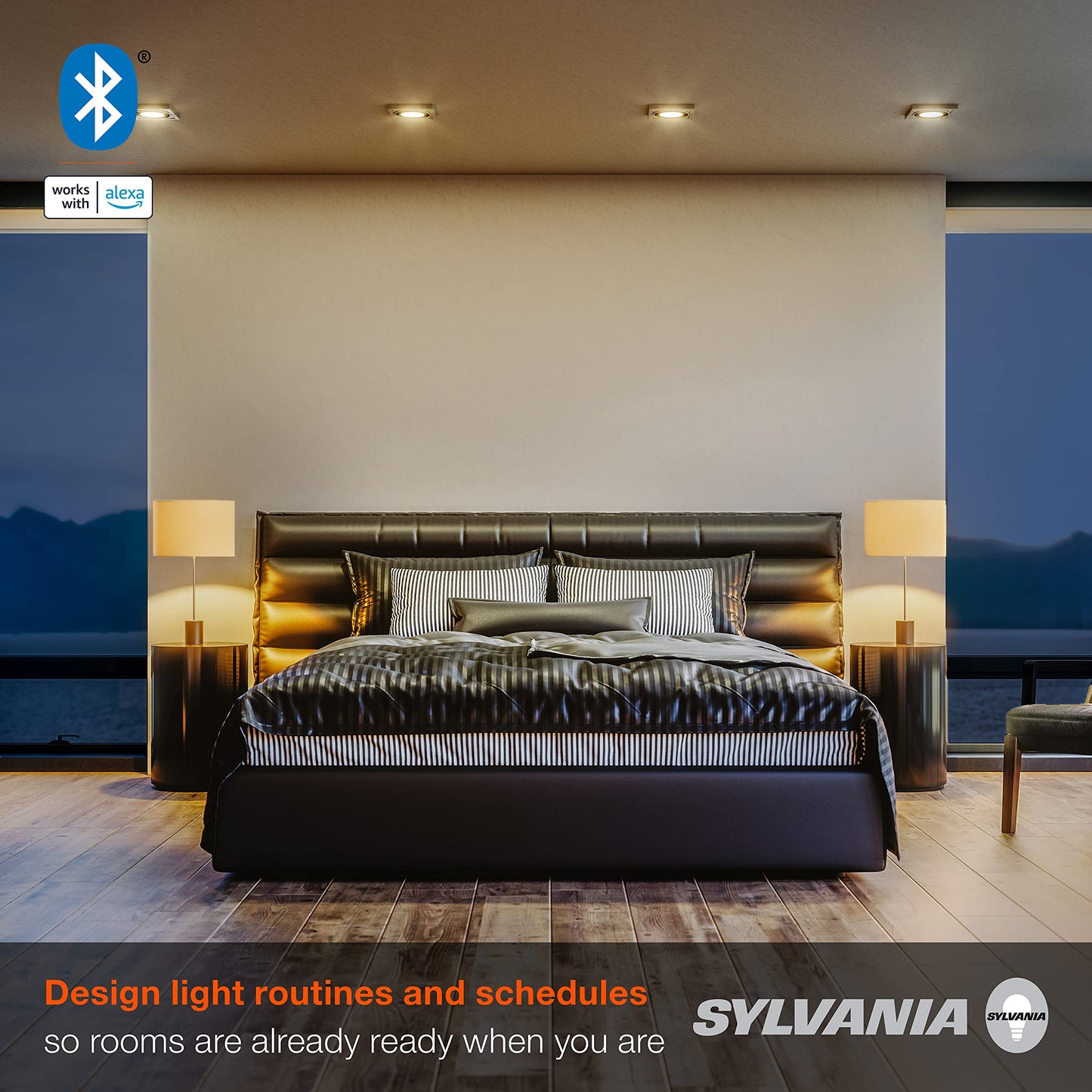 SYLVANIA Bluetooth Mesh LED Smart Light Bulb, One Touch Set Up, A19 60W Equivalent, E26, RGBW Full Color & Adjustable White, Works with Alexa Only - 2 Count (Pack of 1) (75760)