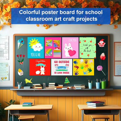 30 Pcs Poster Board Colorful Paper 12x18, ROOKEA Vision Boards Bulk Blank Graphic Display Posterboard Card Paper for Kids School Classroom Arts Craft Projects Drawing Scrapbooking