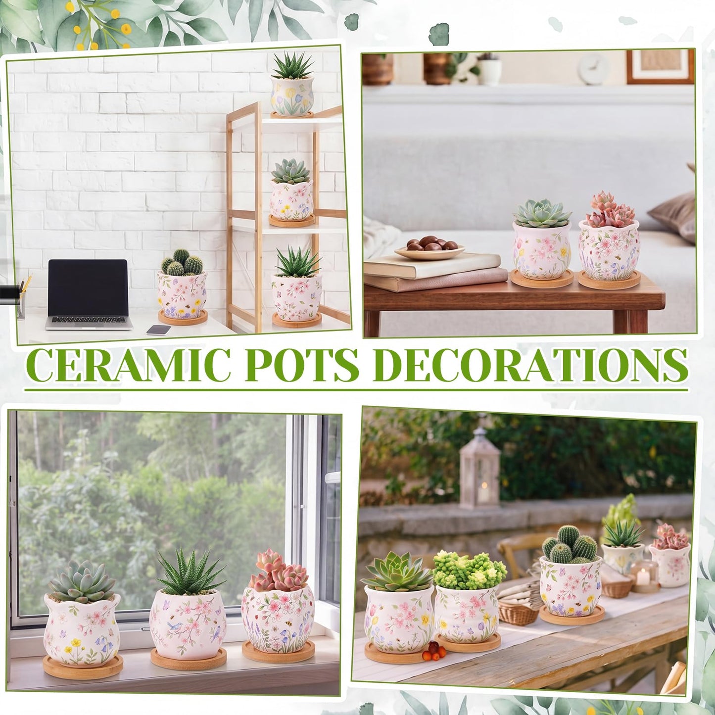 Leitee 22pcs Flower Pots 3 Inch Paint Your Own Ceramic Pot Craft Kit Ready-to-Paint Small Succulent Pots Bulk with Drainage Hole Paint Set Mini Paintable Plant Vase for Spring Birthday DIY Gift