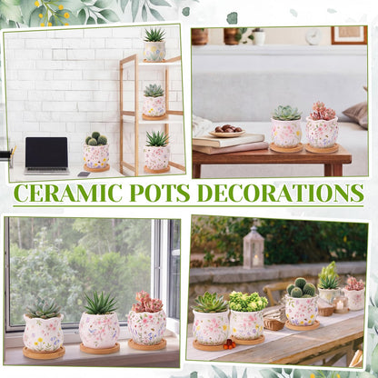 Leitee 22pcs Flower Pots 3 Inch Paint Your Own Ceramic Pot Craft Kit Ready-to-Paint Small Succulent Pots Bulk with Drainage Hole Paint Set Mini Paintable Plant Vase for Spring Birthday DIY Gift