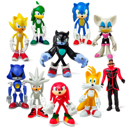 Toysvill Sonic the Hedgehog Big Action Figures (Set of 10 pcs), Collection Toys, Birthday Cake Decoration Party Supplies Cake Topper