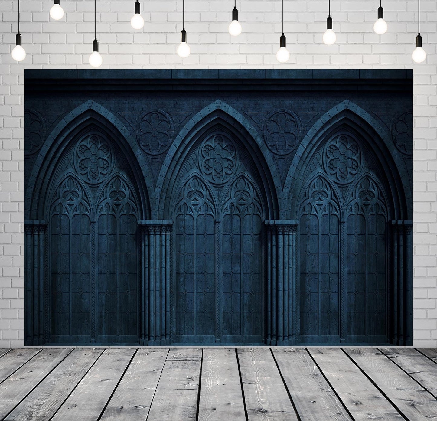 BELECO 10x6.5ft Fabric Dark Medieval Gothic Wall Backdrop Abandoned Night Castle Crypt Gothic Arch Stone Wall Background Medieval Themed Party Decorations Ghost Vampire Halloween Shoot Photo Props