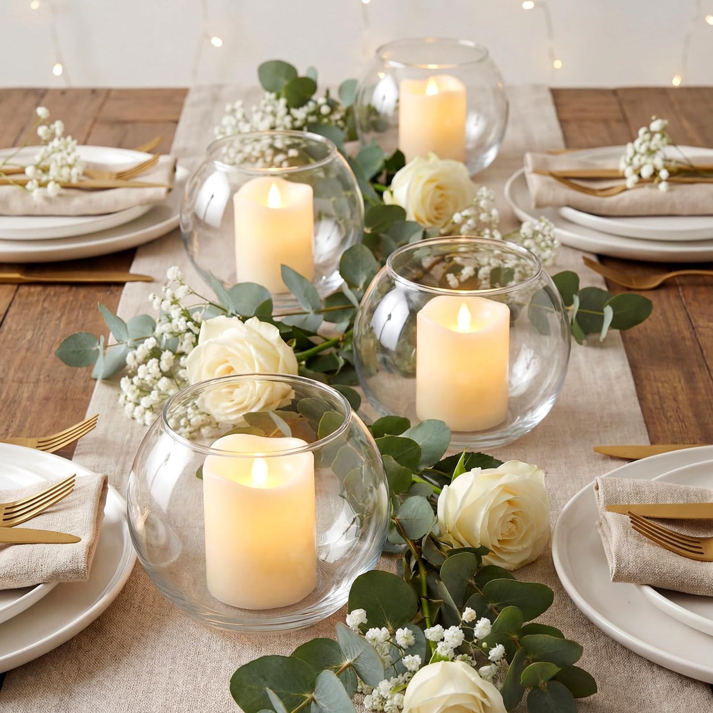 48 Pcs Glass Bubble Bowl Vase Bulk, Clear Round Glass Centerpiece Bowls for Valentine's Wedding Table Decor, Fish Flower Bud Vase Terrarium for Event Party DIY (3.5" h X 4.7" w)