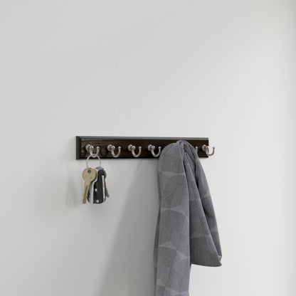Franklin Brass Key Tidy (1-Pack) Matte Black Key Holder 14' Wall Mount Small Item Rack 7 Hooks for Wall, Hallway, Entry Keychain Rail Organizer B46712K-218-R