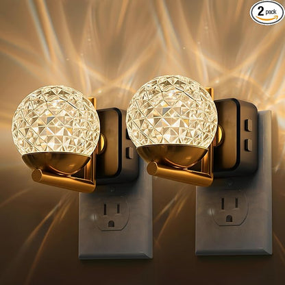 L LOHAS LED Night Lights Plug Into Wall 2 Pack,Dusk to Dawn Sensor,10-Color RGB Dimmable Night Light, 180°Rotating Plug in Night Light for Bathroom, Hallway, Bedroom, Stairway