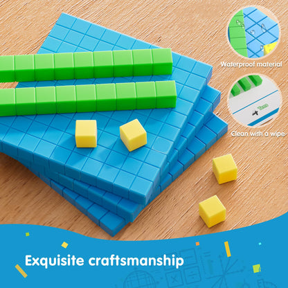 TOMMYHOME Base Ten Blocks with Place Value Chart - Math Manipulatives for Kids.Counting Blocks for Math to Help Educate Kindergarten Teachers.