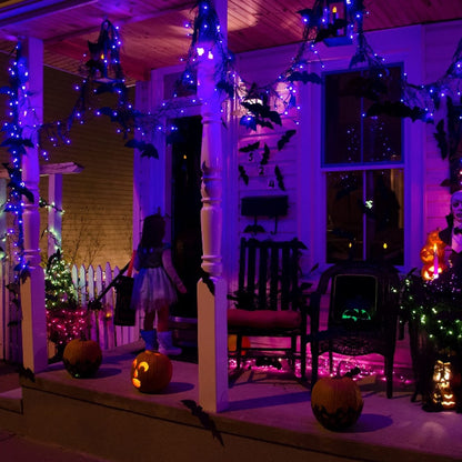 Dazzle Bright Purple Halloween Fairy String Lights, 4 Pack Total 80FT 240LED Copper Wire Battery Operated Waterproof Lights, Halloween Decorations for Indoor Home Outdoor Patio Yard Party Decor