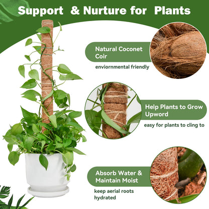 49 inch Tall Moss Pole for Plants, SproutMaven 4 Pieces of 16 Inch Monstera Moss Pole kit for Indoor Outdoor Climbing Plants Lianas to Grow Upwards