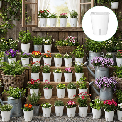 Kifmurase 20 Pcs 3 Inch Self Watering Pots for Indoor Planters, Plastic Self Watering Planter Pot Garden Flower Pots with Water Level Indicator Vents for Succulents (White)