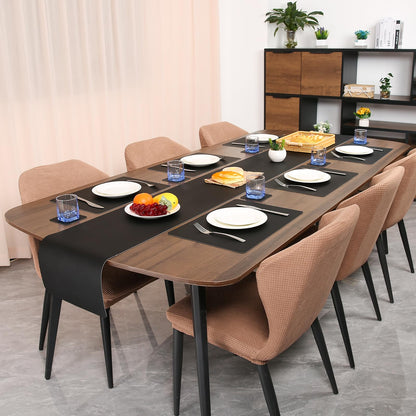 Myir JUN Table Runner Double Sided Vinyl Runner Table 55 Inch Long Runner for Table Washable Waterproof Non-Slip for Home Decorations Black,12 x 55 inch