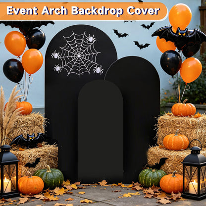 Hemmotop Black Arch Backdrop Cover Set, 6ft, 5ft, 4ft Arch Covers Stretchy Backdrop, Spandex Arched Stand Background Cover for Baby Shower Birthday Graduation Party, 3-Piece