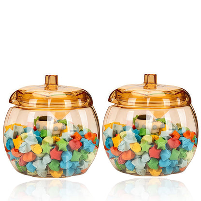 HANZE Appreciation Gifts for Teacher Women - Pumpkin Shaped Container with Lid, Plastic Pumpkin Jar for Candy, Treats, Spices, Party Ornaments, Halloween Decorations, Gift Box, Orange (2 Pack)