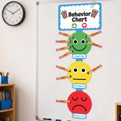 Poola Voidra Classroom Behavior Chart for Teachers Felt Reward System with 30 Wooden Clips & 6 Magnetic Tabs Classroom Management Tool for Homeschool Student Learning Performance Behavior(English)