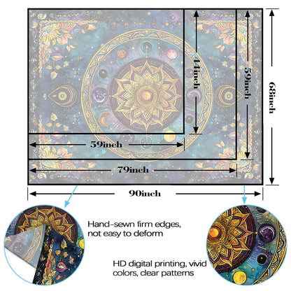 Lunerfex Mandala Solar System Tapestry Boho Tapestry for Bedroom Galaxy Tapestries Wall Hanging Living Room Wall Art and Home Decor 70x90