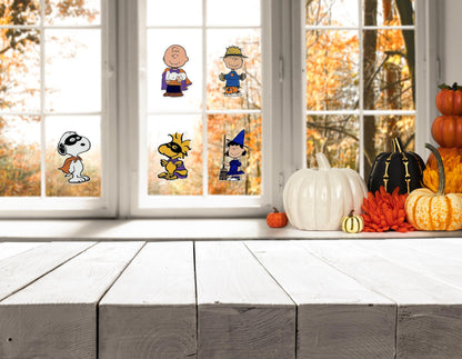 Peanuts Halloween Multi Character Window Cling with Snoopy Woodstock Charlie Brown Linus and Lucy