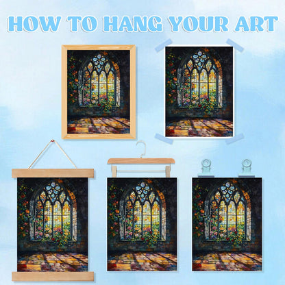 IZTAWEY Canvas Print Wall Art Gothic Cathedral Stained Glass Window Print Poster Artwork Aesthetic Home Wall Decor for Living Room Bathroom Bedroom Wall Art Unframed 12x16inch
