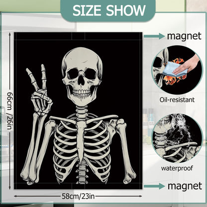 Halloween Skeleton Refrigerator Magnet Cover,Gothic Smiling Skull Washable Dishwasher Magnets Decorative Cover,Home Kitchen Decorative Dishwasher Front Panel Cover 23x26 Inch