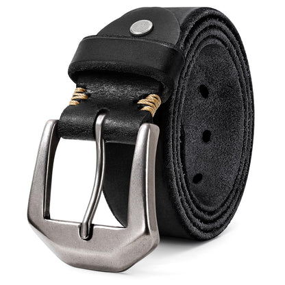 OZNDAS Genuine Black Leather Belt for Men Women Handmade Heavy-Duty Work Belt Leather Men's Belts | Jeans/Casual/Christmas Gifts
