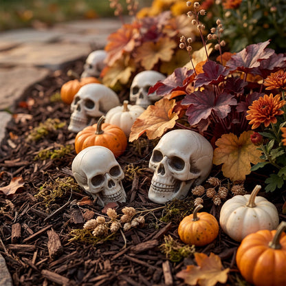 12 PCS Mini Skull Heads, 2 Inch Realistic Plastic Skeleton Skulls for Halloween Decor, Gothic Home Decor, Haunted House Props, DIY Crafts & Party Table Decor