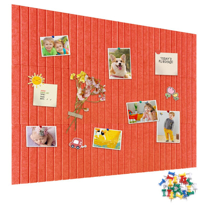 15 Pack Felt Bulletin Board, 35" x 59" Large Orange Pinboard with 30 Push Pins, Felt Pin Board, Self-Adhesive Cork Board Tiles for Home, Office Walls, School Classroom Message Photos Display