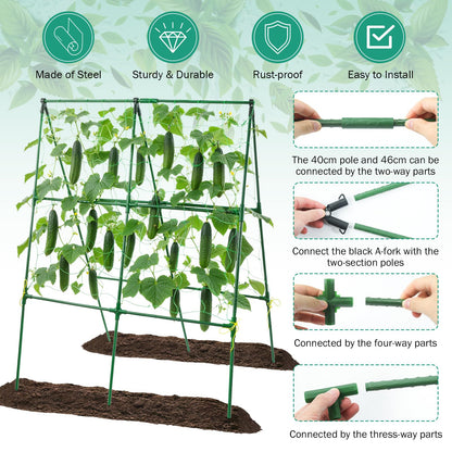Prashent 3 Packs Cucumber Trellis for Raised Bed, 50" x 33" A-Shape Garden Trellis for Climbing Plants, Outdoor Metal Arch Vegetable Plant Support for Tomato, Cucumber, Pea, Zucchini & Vine Plants